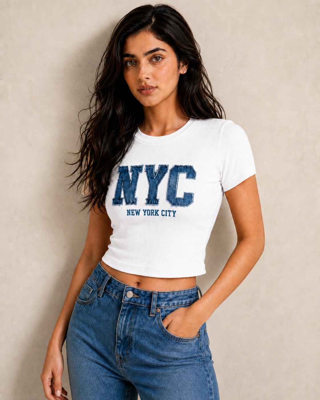 NYC HERITAGE WOMEN'S CROP TOP - WHITE | ONLYN