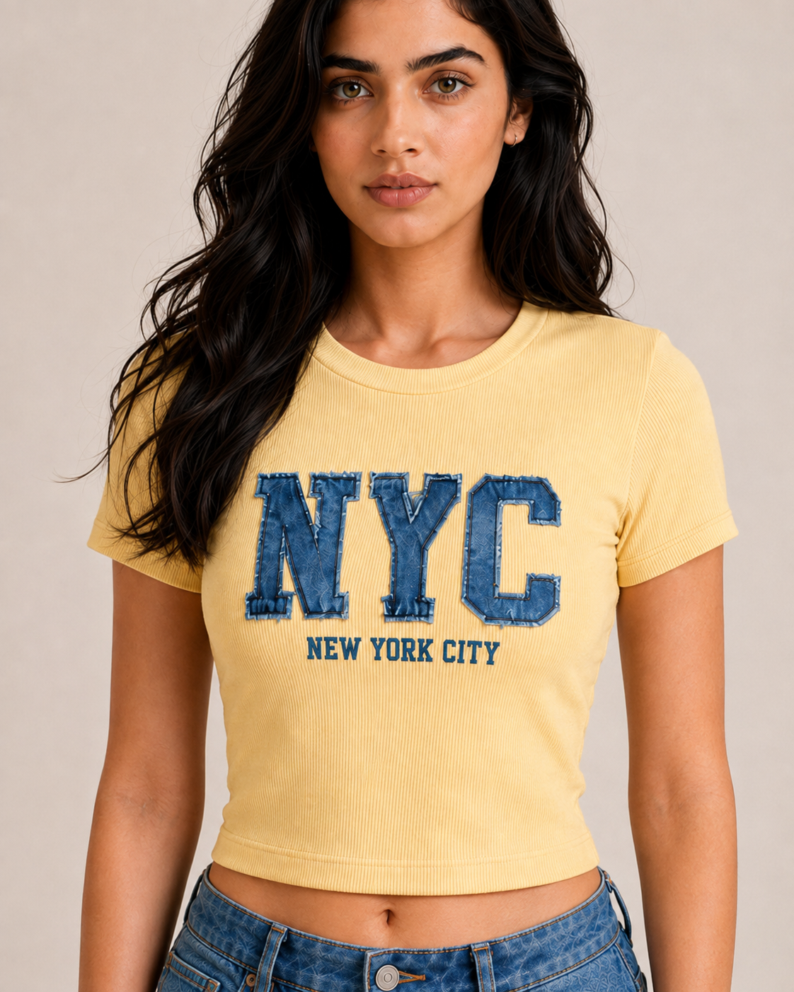 NYC HERITAGE WOMEN'S CROP TOP - YELLOW | ONLYN