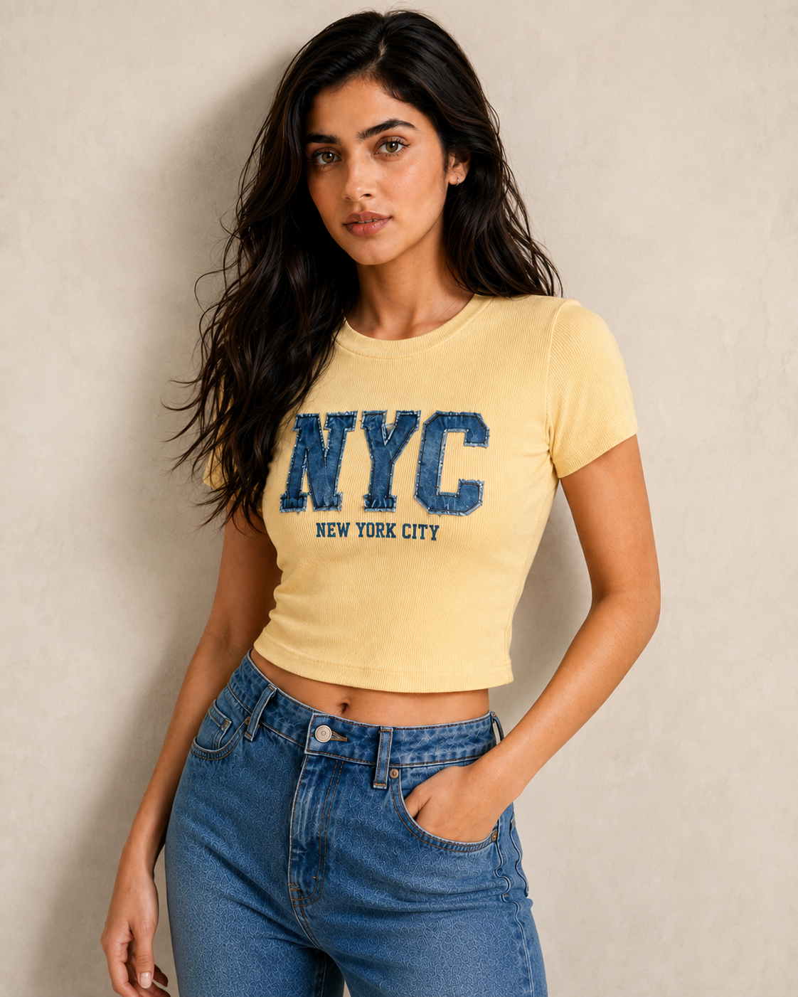 NYC HERITAGE WOMEN'S CROP TOP - YELLOW | ONLYN