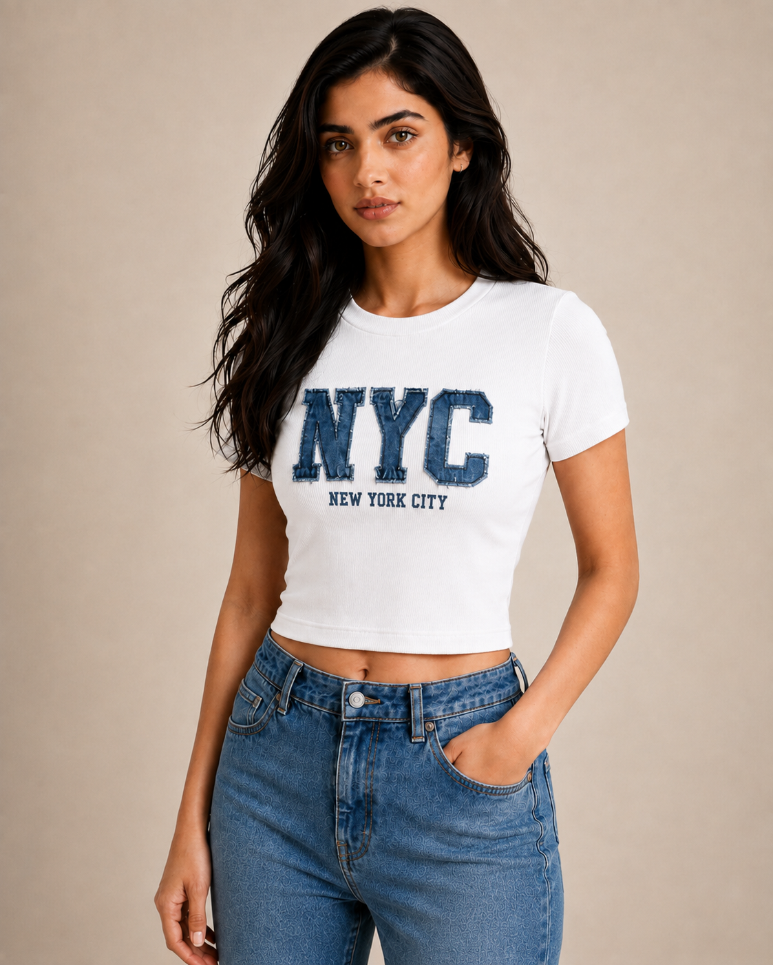 NYC HERITAGE WOMEN'S CROP TOP - WHITE | ONLYN