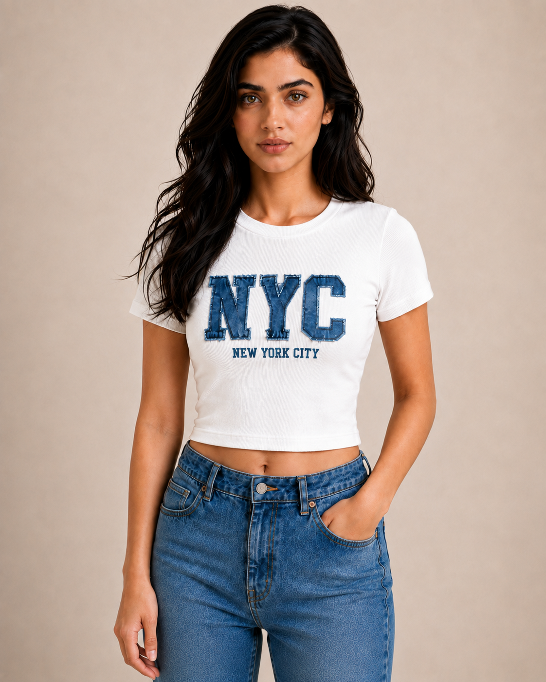 NYC HERITAGE WOMEN'S CROP TOP - WHITE | ONLYN