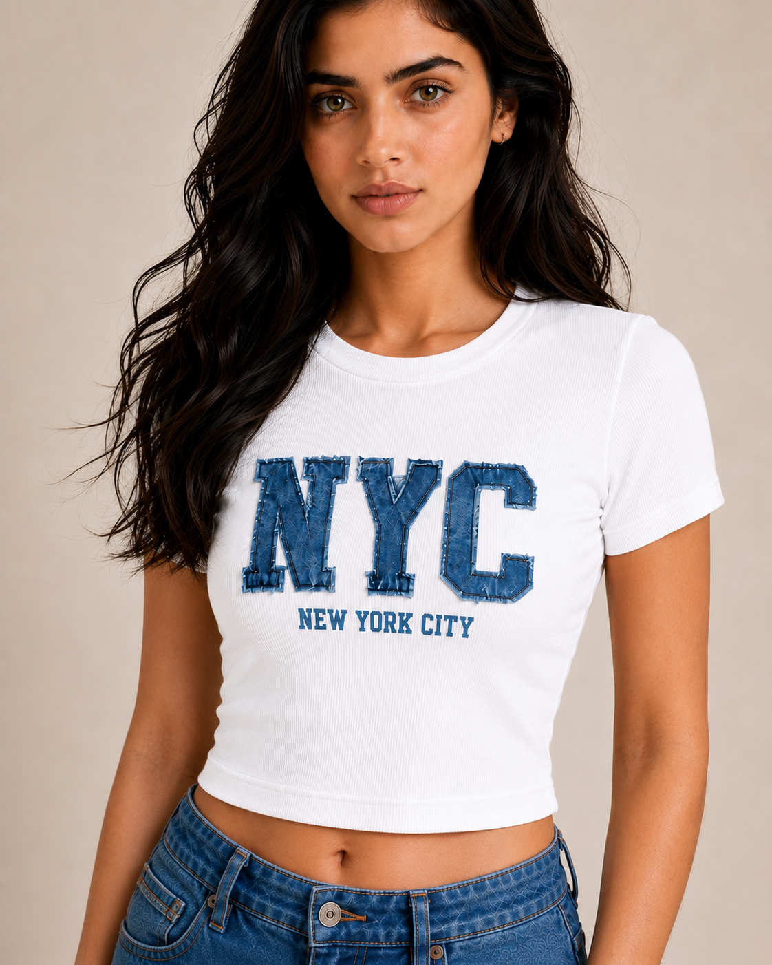 NYC HERITAGE WOMEN'S CROP TOP - WHITE | ONLYN