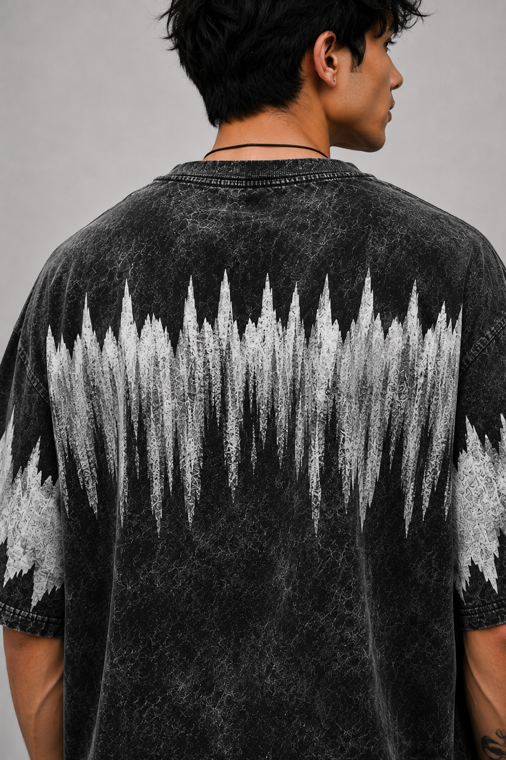DARK FREQUENCY ACID WASH OVERSIZED T-SHIRT - BLACK | ONLYN